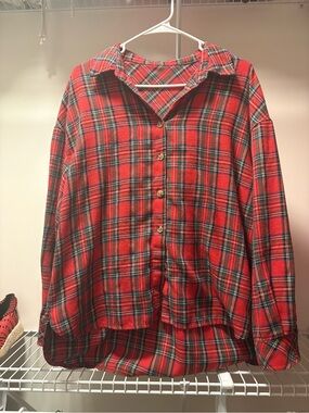 BUNDLE 2 Shein Red Plaid Button-Down Shirt